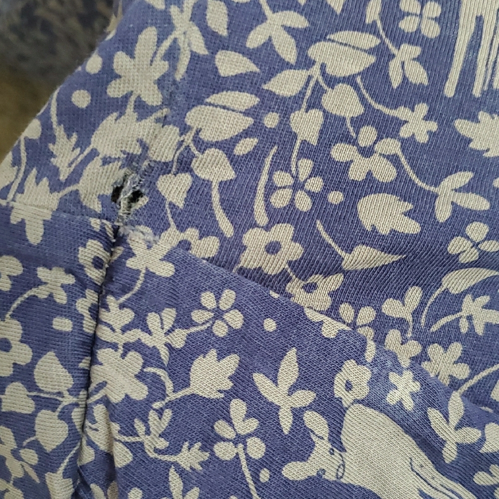 Patagonia Women's Blue Animal Patterned Ruched Organic Cotton Top Sz S Babydoll - Picture 14 of 14